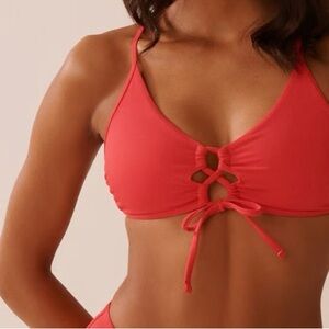 NWT Coral Tie-Front Bikini Top
